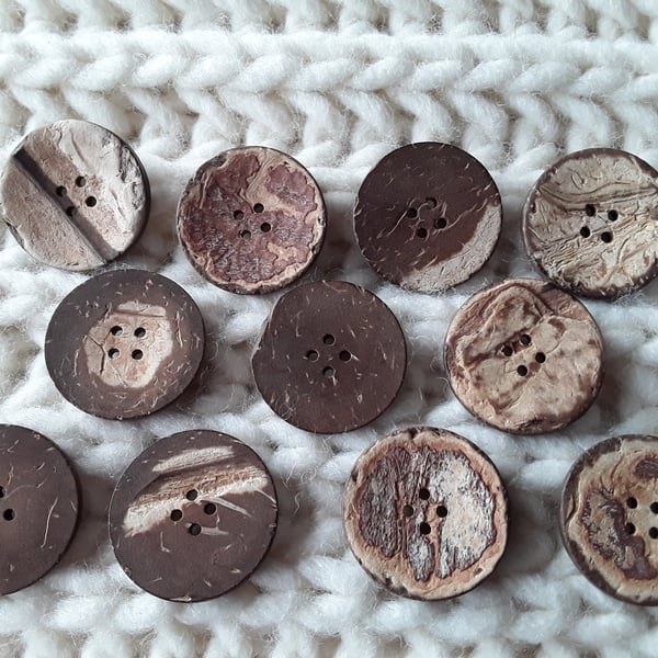 30mm (48L) 1 & 21 0" Real Coconut button LAST 7 PIECES 4 hole version