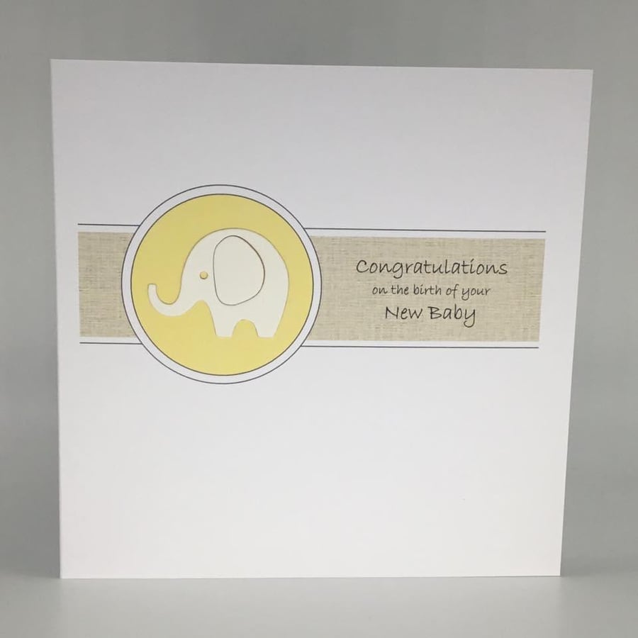 Yellow elephant new baby card