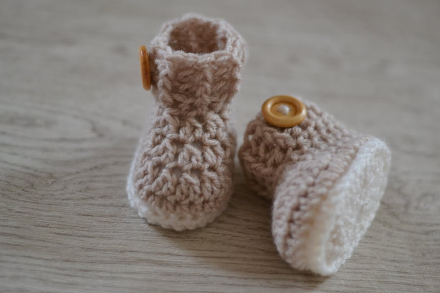 Newborn stone neutral unisex Crochet Baby Boots