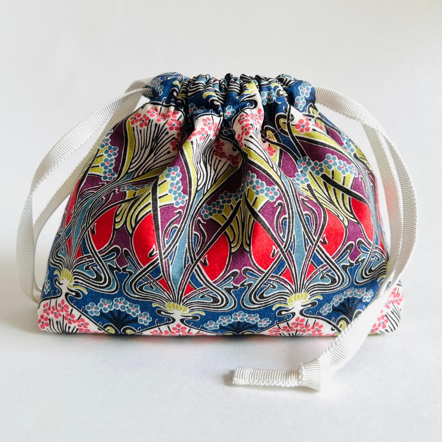 Liberty Print Drawstring Pouch Handmade with Ianthe Tana Lawn Small Size