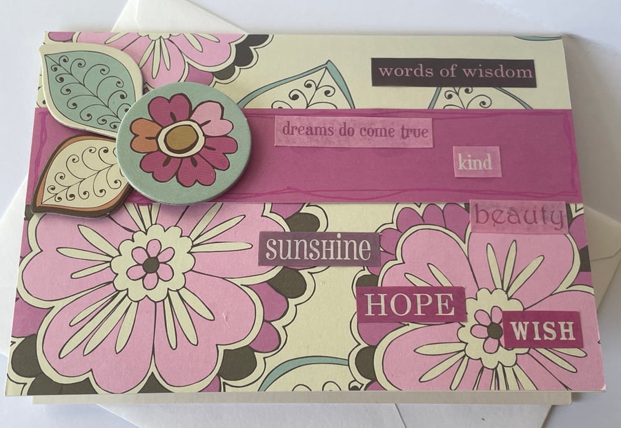 Words of wisdom and dreams do come true inspirational card