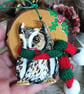 Long-eared Owl with fabric scarf Christmas tree decoration.   - Image 3