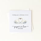 Swans In Love Wedding Congratulations or Engagement Card - Custom Names & Date