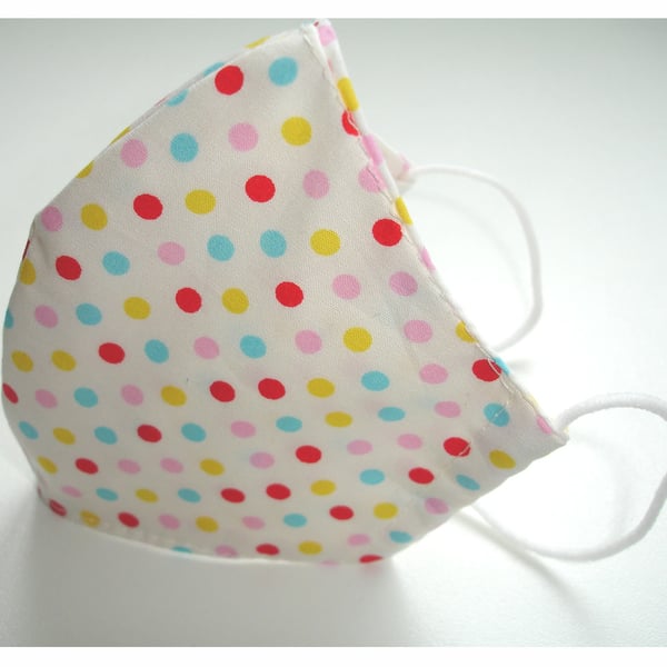 Face Mask Dotty Spots Dots Pink Red Turquoise Yellow