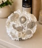 Ivory Satin & Silver Brooch Bridal Bouquet - Image 4