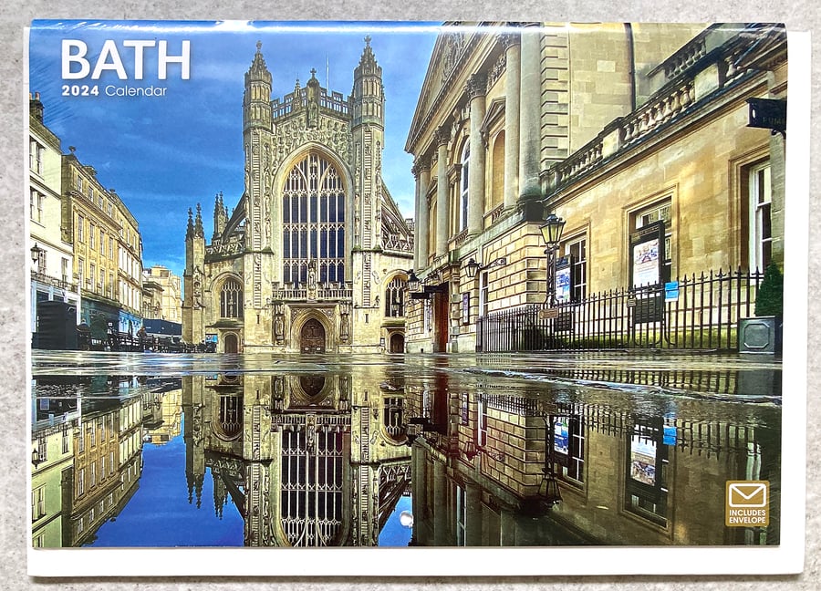 2024 A4 Wall Calendar Bath iconic historic Georgian city views English UK   