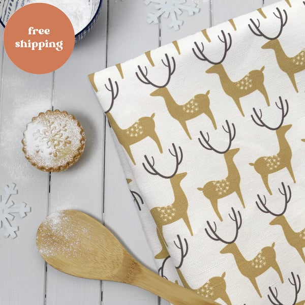 Christmas Reindeer Tea Towel