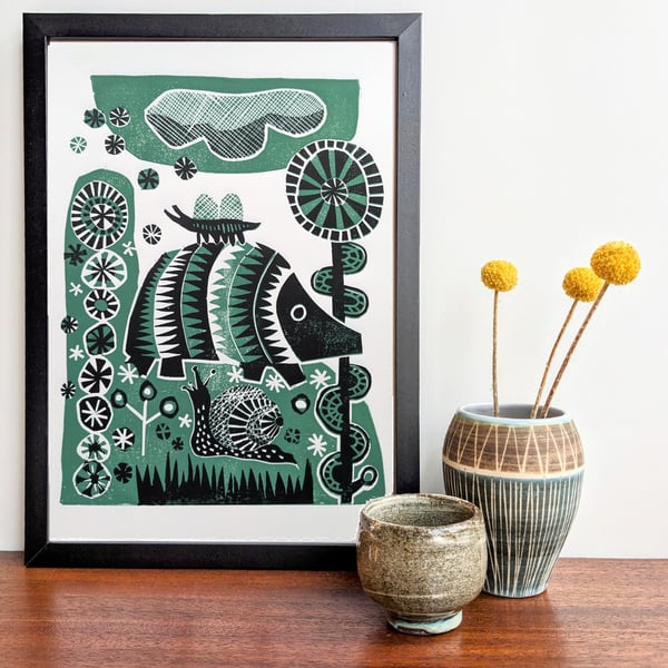 Hedgehogs, snails and bugs in the garden.