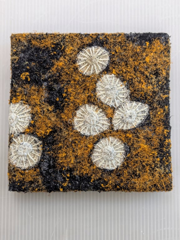 Coastal Dreams Textile Art: burnt orange - UNFRAMED