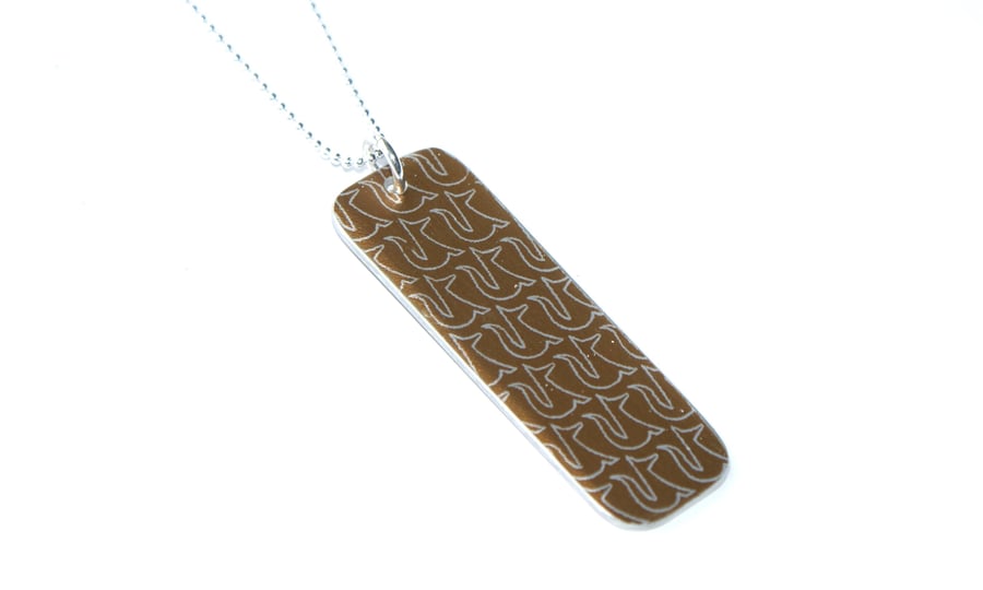 Fox pattern tag necklace - bronze