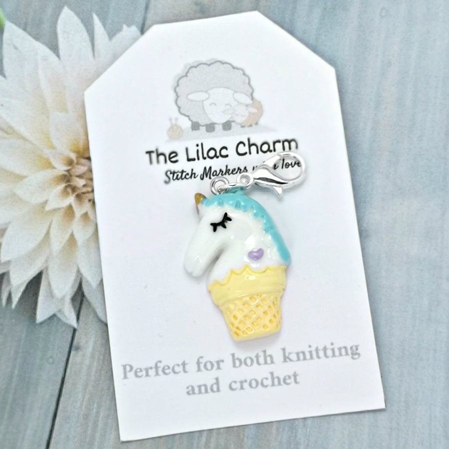 Ice Cream Unicorn Stitch Marker - Mint
