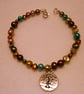 Multicoloured Freshwater Pearl,Tree of Life charm, Handmade  Goddess Bracelet - Image 4