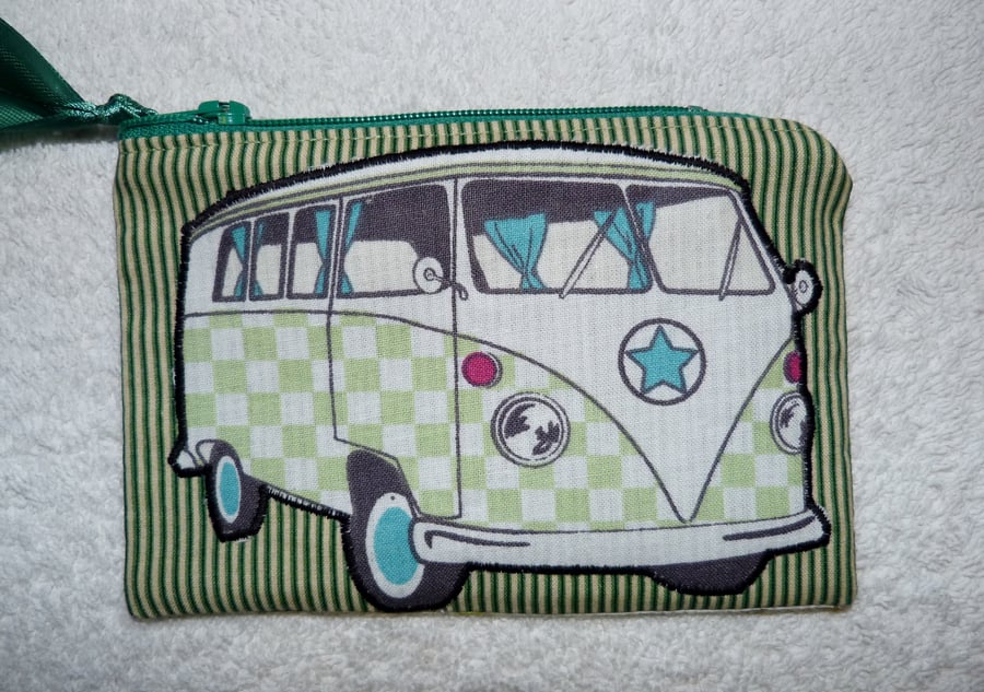 Green VW Camper Applique Purse.