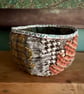 Hand stitched Oak Leaf Tweed Fabric Storage Bowl