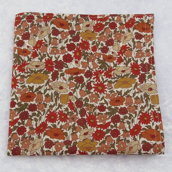 Liberty Lawn handkerchief, ladies handkerchief, 26cm, autumn