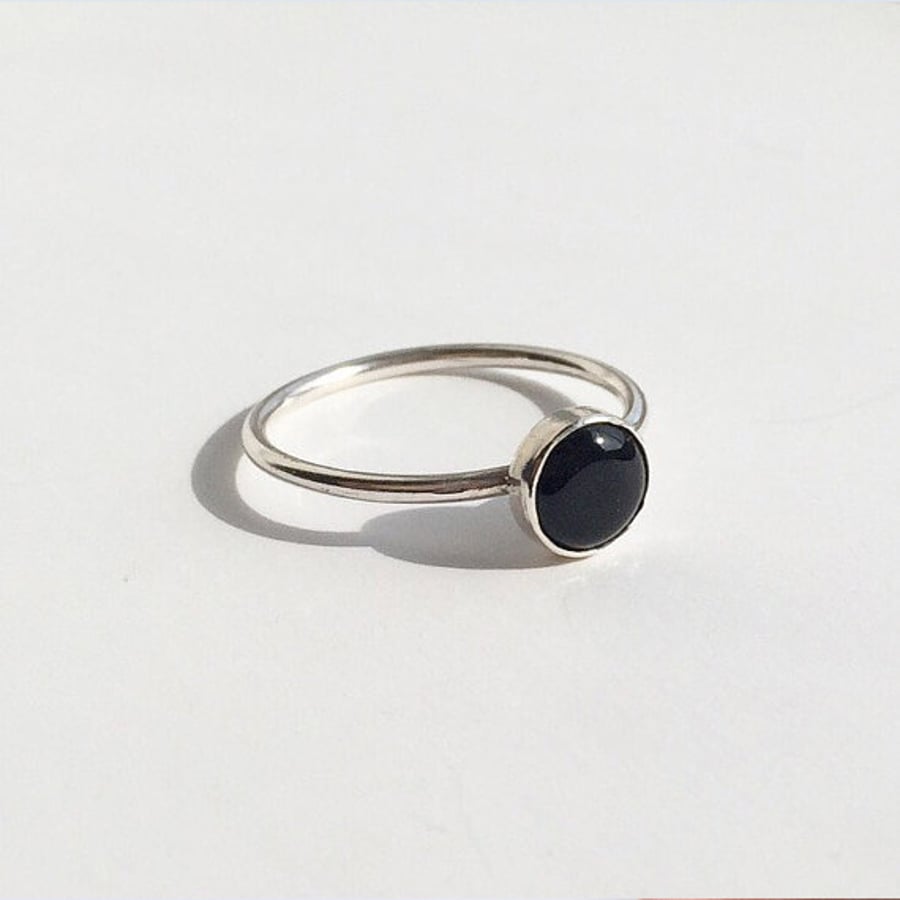 Silver Black Onyx Ring