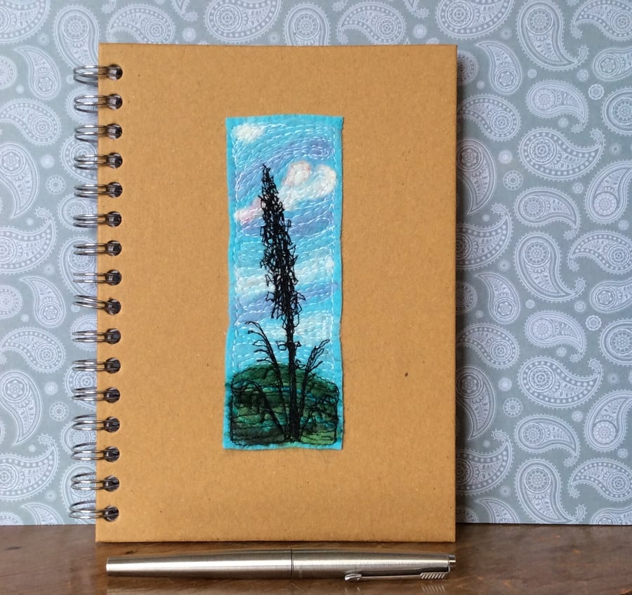 Hedgerow silhouette embroidered hardback notebook. 