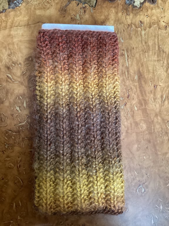 MOBILE PHONE SLEEVE 7x3.5" or 18x9cm IN MULTICOLOURED YARN