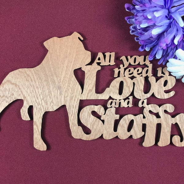 All You Need is Love and a Staffy Dog Plaque