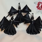 Set of 3 Gorgeous Black Ribbon Angels