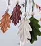 Felt Oak Leaf Hanging Decoration in Neutral Colours - Woodland Christmas Baubles - Image 2