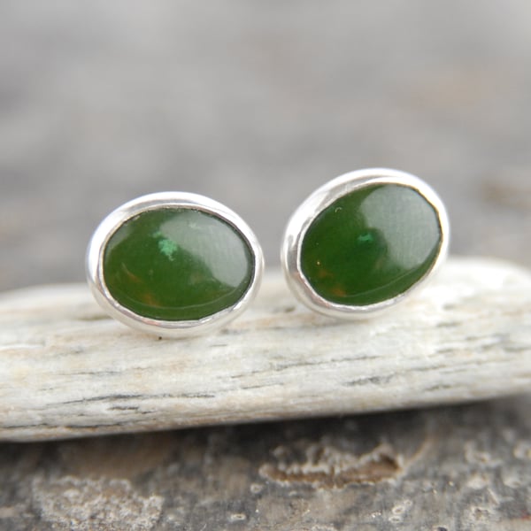 nephrite jade stud earrings