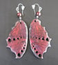 Midnight Monarch – Blood Red & Pewter Gothic Butterfly Wing Earrings - Image 3