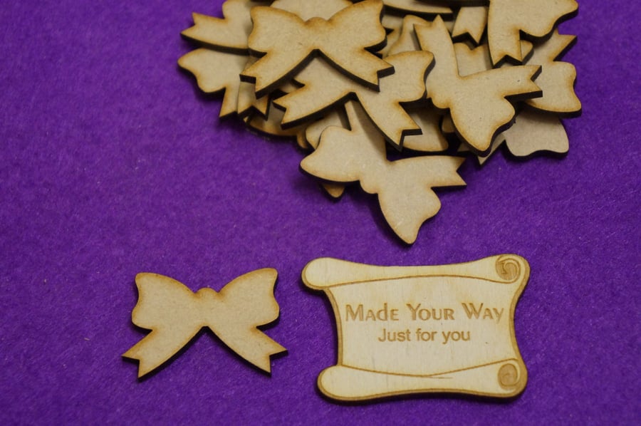 MDF Bow Ribbon 4cm - 25 x Laser cut wooden shape