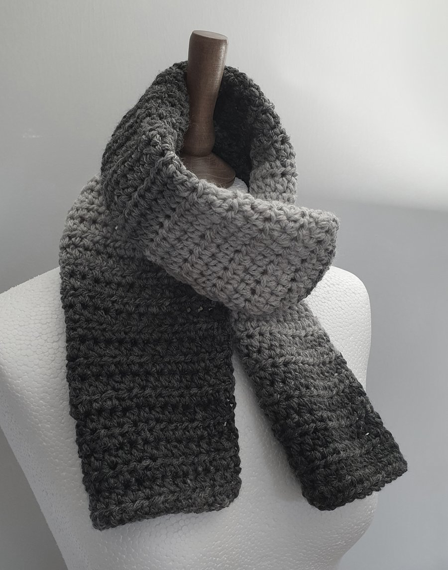 ladies Scarf Shades of Grey Ombre Style 