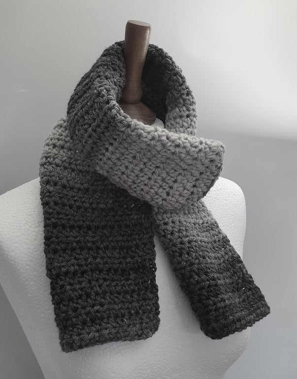 ladies Scarf Shades of Grey Ombre Style 
