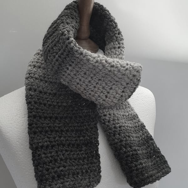 ladies Scarf Shades of Grey Ombre Style 
