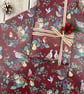 Pack of 2  Christmas Wrapping Paper Season's Tweetings on Burgundy - Image 7