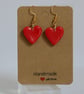Handcrafted Red Clay Heart Dangle Earrings - Image 2