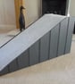 32cm H x 65cm L. Wood Cladded Pet Ramp in Dark Grey with Grey Carpet