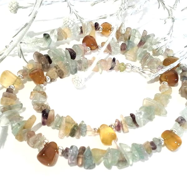 Rainbow Fluorite & Yellow Chalcedony Necklace