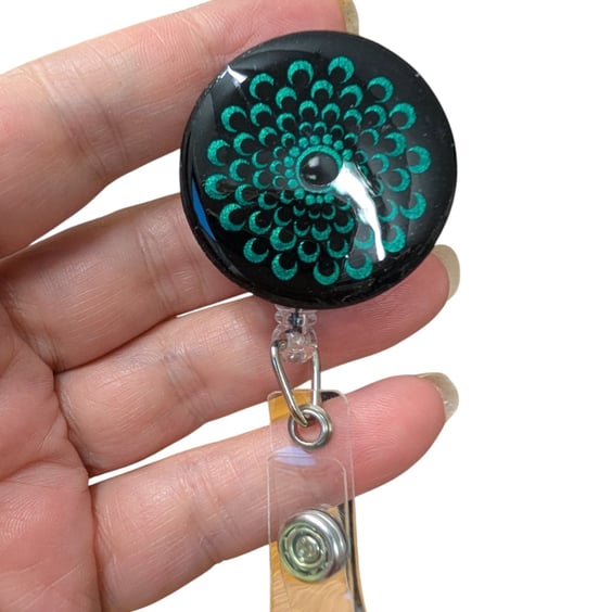 Hand painted mandala Badge Reel