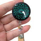 Hand painted mandala Badge Reel