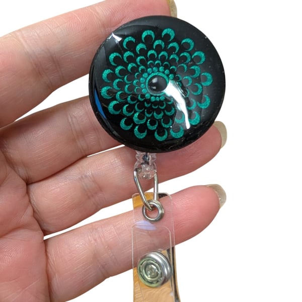 Hand painted mandala Badge Reel