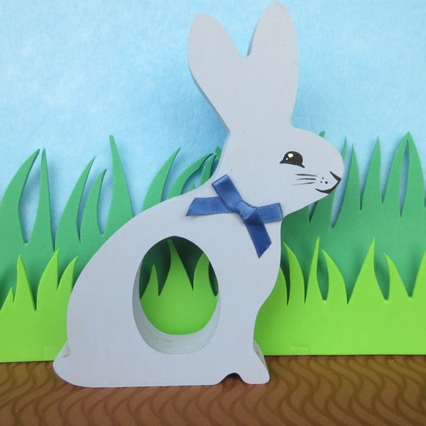 Easter Bunny Chocolate Egg Holder Wooden Hand Painted 