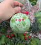 Green Holly Berry and poinsettia hand-painted personalised bauble  - Image 5