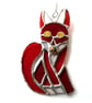 Fox Suncatcher Stained Glass Funky Red Handmade Gift