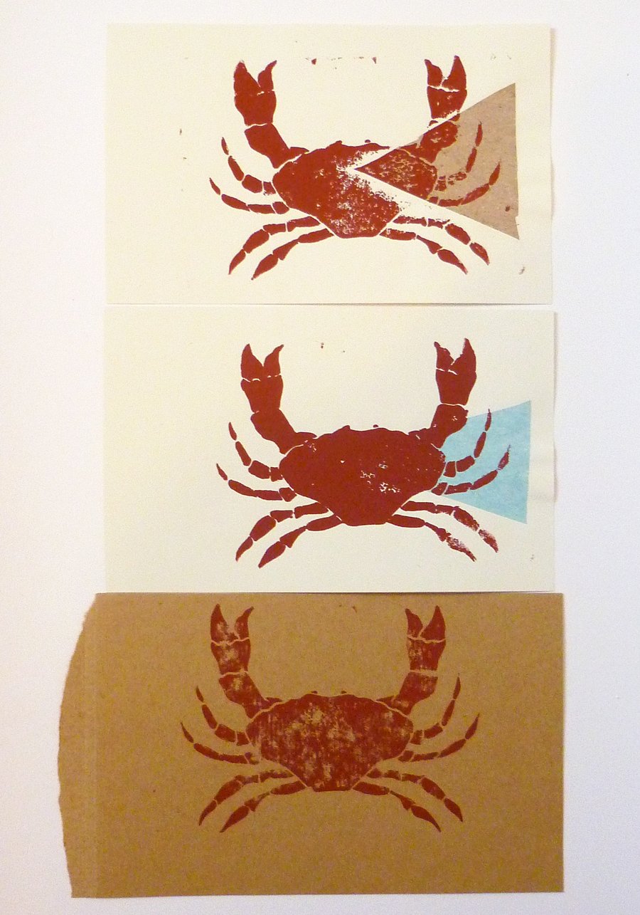 Free Postage - Cheap Seconds - Crab Lino Prints
