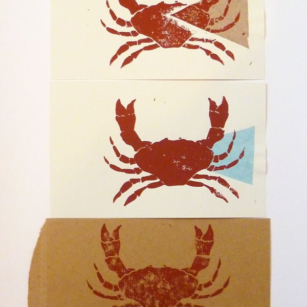 Free Postage - Cheap Seconds - Crab Lino Prints