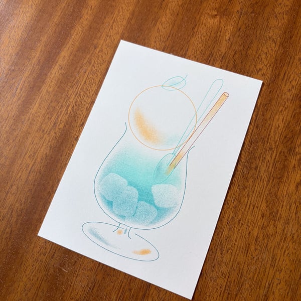 "Ice Cream Blue Soda" Riso Print