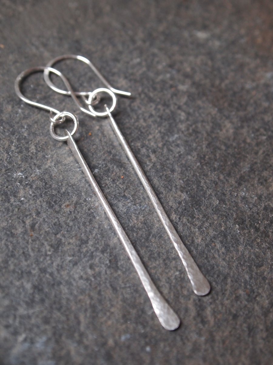 Sterling silver earrings, long silver earrings