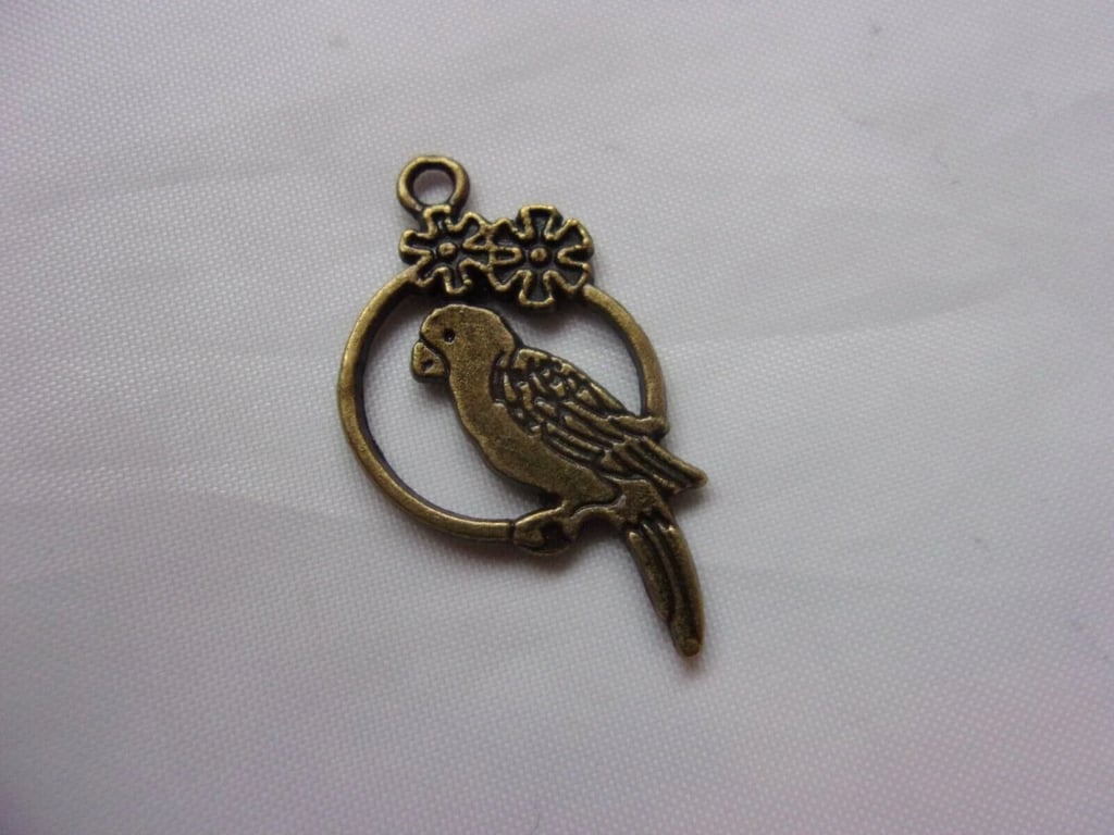 Brass Bronze Parrot Bird Charms - Charm Bracelet Jewellery Findings