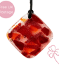 Red and Orange Square Fused Glass Pendant Necklace  - Image 1