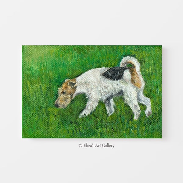 Original Wire Fox Terrier Dog Art Oil Painting
