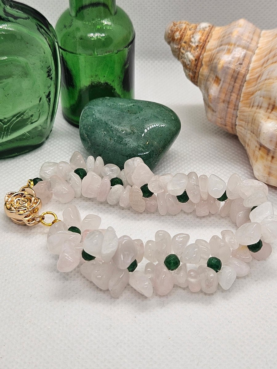 White Jade & Green Spinel Bracelet with Magnetic Clasp