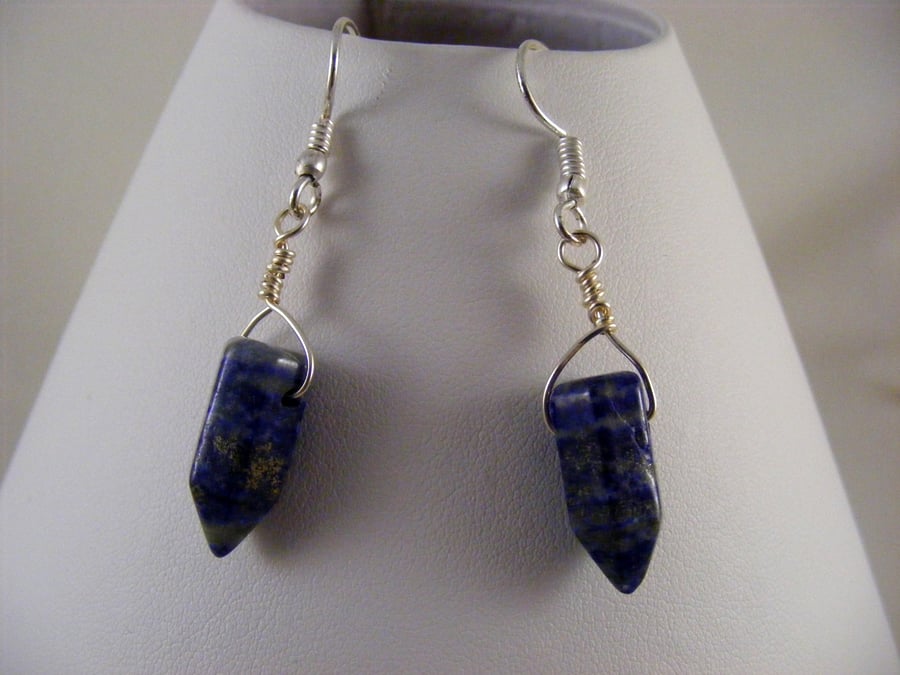 Lapis Lazuli Pencil Earrings